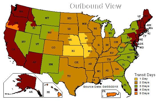 Estimated Shipping Time using UPS Ground from WU Bookstore.